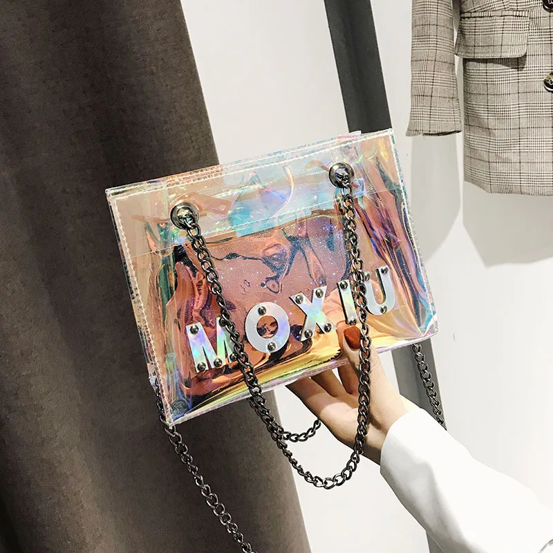 

Summer Transparent Jelly Bag Crossbody Bags For Women 2019 Quality PVC Luxury Handbags Designer Ladies Laser Clear Shoulder Bag