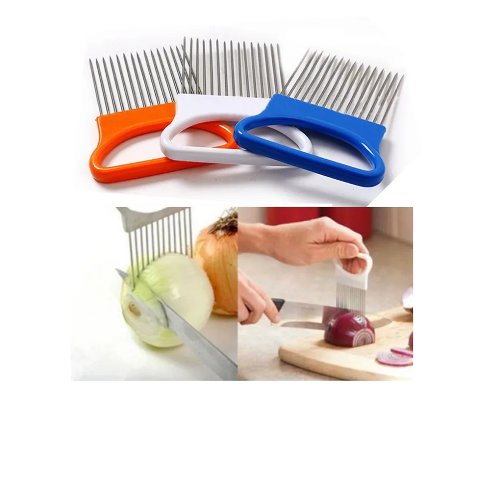 

Tomato Onion Vegetables Slicer Cutting Aid Holder Guide Slicing Cutter Safe Fork Vegetable Fruit Beef Meat Needle