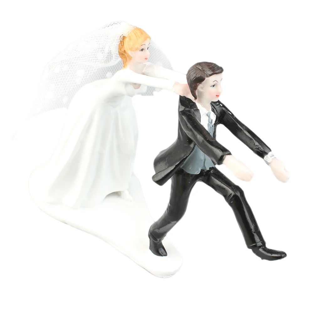 Naughty Reluctant Groom Bride Resin Figurine Wedding Cake Topper Wedding Decor