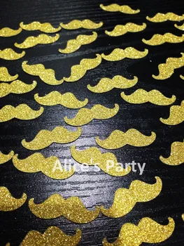 

Hot 500pcs Glitter Gold Mini Beard Mustache Shaped Paper Confetti Boy Baby Shower Party Table Scatter Setting Photo Prop Shoot