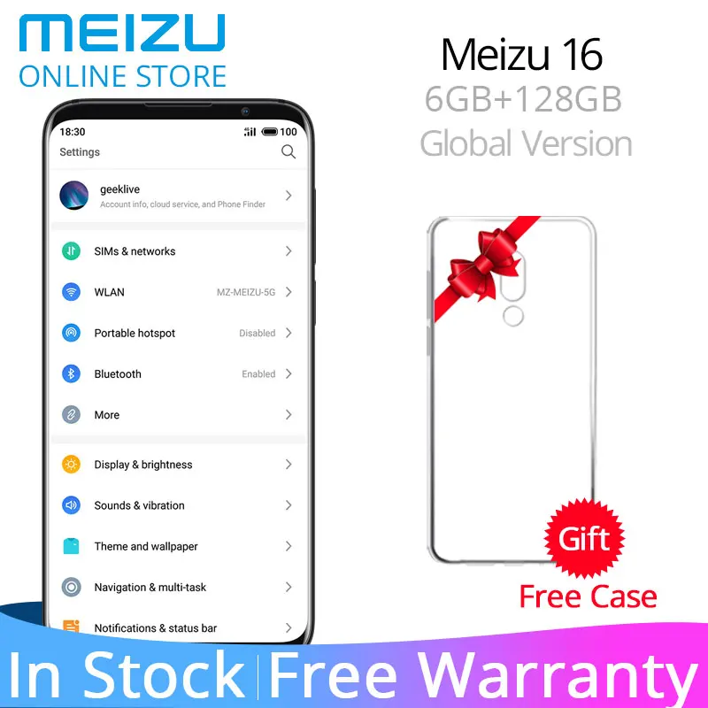 

Meizu 16 Global Version 6GB RAM 128GB ROM Smartphone Snapdragon 710 Octa Core 6.0" 2160x1080P In Screen Fingerprint Face unlock