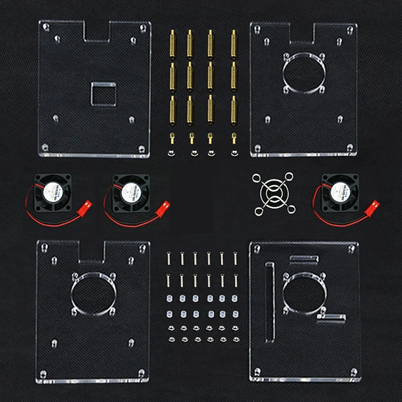 Raspberry Pi 4 модели B 1/2/3/4/5-ти слойной прозрачный акриловый корпус с охлаждающим вентилятором прозрачный просвечивающийся Чехол Коробка для Raspberry Pi 3