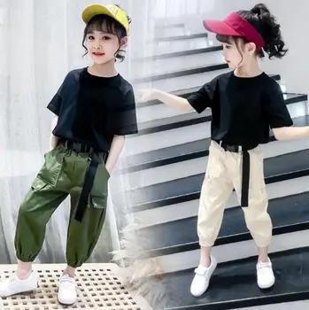 

Teenage Girls Clothing Summer Girls Set Short Sleeve Tops Pants 2 PCS Sets Kids Outfits Girls Clothes Casual Tracksuit