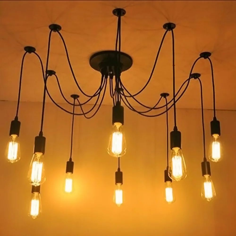 

E27 Retro Pendant Lights Vintage Ceiling Lamps 1Head 3Heads 8Heads For Cafe Restaurant Bar 110-220V