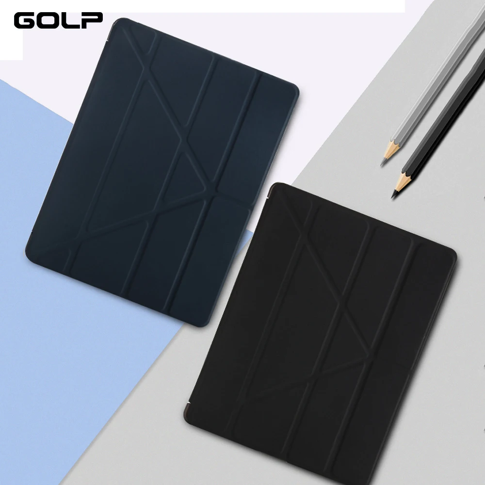 Для ipad Air 2 Чехол, GOLP Ultra Slim Искусственная Кожа Чехол для ipad Air 2 с прозрачным PC чехол для ipad 6 флип стенд,чехол для планшета