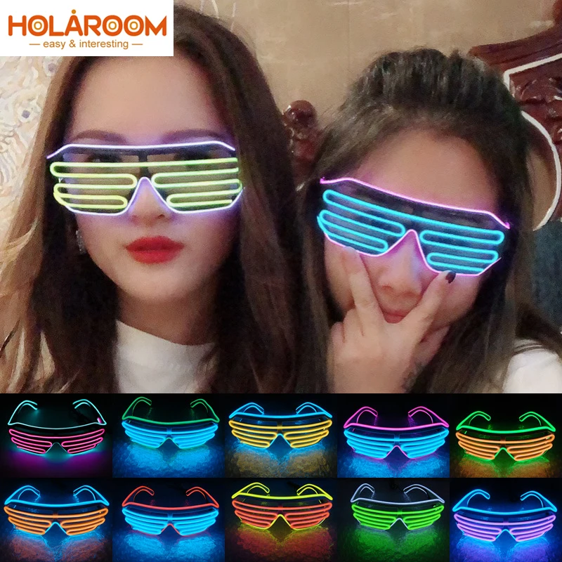 

Two-Color Blinds Modes Flash EL Flash Glasses Luminous Lighting Colorful Glowing DJ Glasses Classic Carnival Party Dance Decor