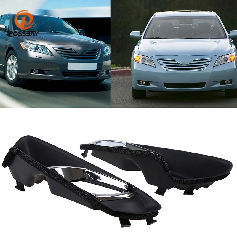 

POSSBAY Front Fog Light Fog Lamp Cover Frame for Toyota Camry XV40 2007 2008 2009 Pre-facelift Chrome Black Mesh Grill Grilles