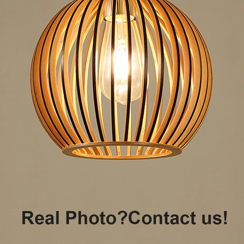 Современная Деревянная лампа E27, подвесной светильник norbic для дома, декор для гостиной, клетка для птиц, подвесной светильник
