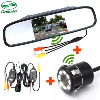 2.4G Wireless Car Mirror Monitor With 8 LED Rear View Camera, Auto Wireless Transmitter Receiver Parking Assistance Kit 2.4G Wireless Car Mirror Monitor With 8 LED Rear View Camera, Auto Wireless Transmitter Receiver Parking Assistance Kit