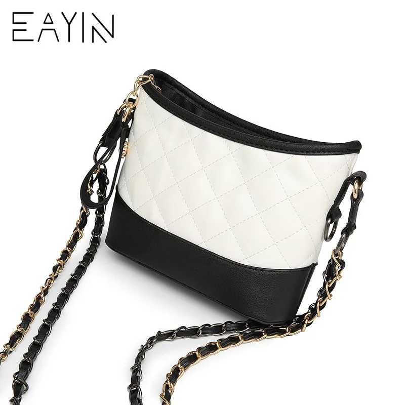 Trendy Messaggero Donne Marca Signore Lembo Sacchetto Reticolo Tracolla Diamante Del A Nappa And white Black Eayin Shopping black White Con Cuoio Catena Di Piccolo Delle Borsa aIwqndY