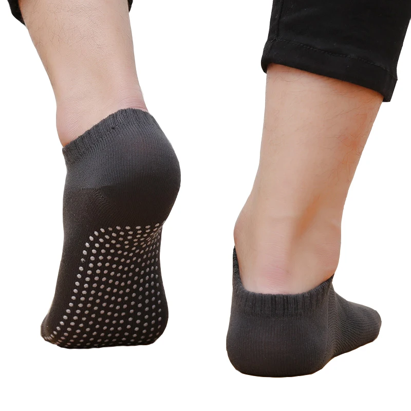 3 Pairs Men Professional Yoga Socks with Grips Polyester Anti Slip