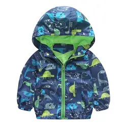 Осень милый корейский стиль животных ветровка детская куртка Верхняя одежда для мальчиков; пальто Детская одежда с капюшоном для мальчиков