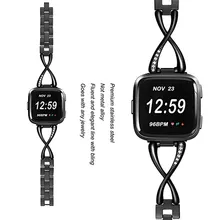 Роскошный сплав кристалл Смарт-часы ремешок Нержавеющая сталь часы браслет ремешок для Fitbit versa