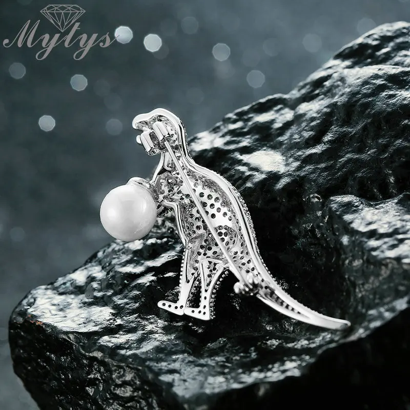 Mytys Micro Pave Setting Cubic Zircon брошь с динозавром заколки для детей и женщин модные милые