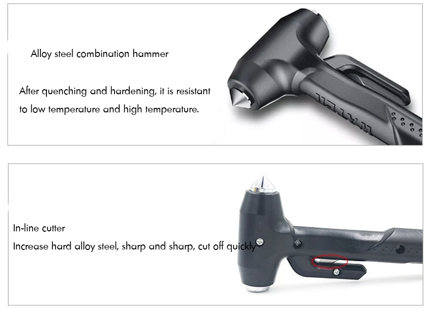 Молоток безопасности с кронштейном, инструмент для аварийного выхода с выключателем окна автомобиля и режущий ремень безопасности, спасательный выживания красный, черный