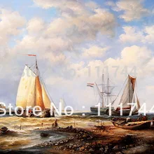 Произведение искусства Современная живопись на холсте домашний декор входящий голландский рыболовные лодки музейное Качество ручная роспись
