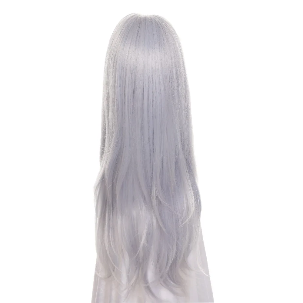 Ccutoo 75 см серебристо-голубой микс Кудрявый Длинный средний пробор прически синтетический парик термостойкие волосы Косплей Костюм Парики