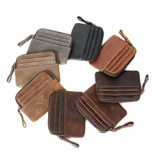 Хит, Женский кошелек из натуральной кожи, с карманом для монет, мужской короткий кошелек из воловьей кожи, клатч, сумка для карт, на молнии, ручная сумка