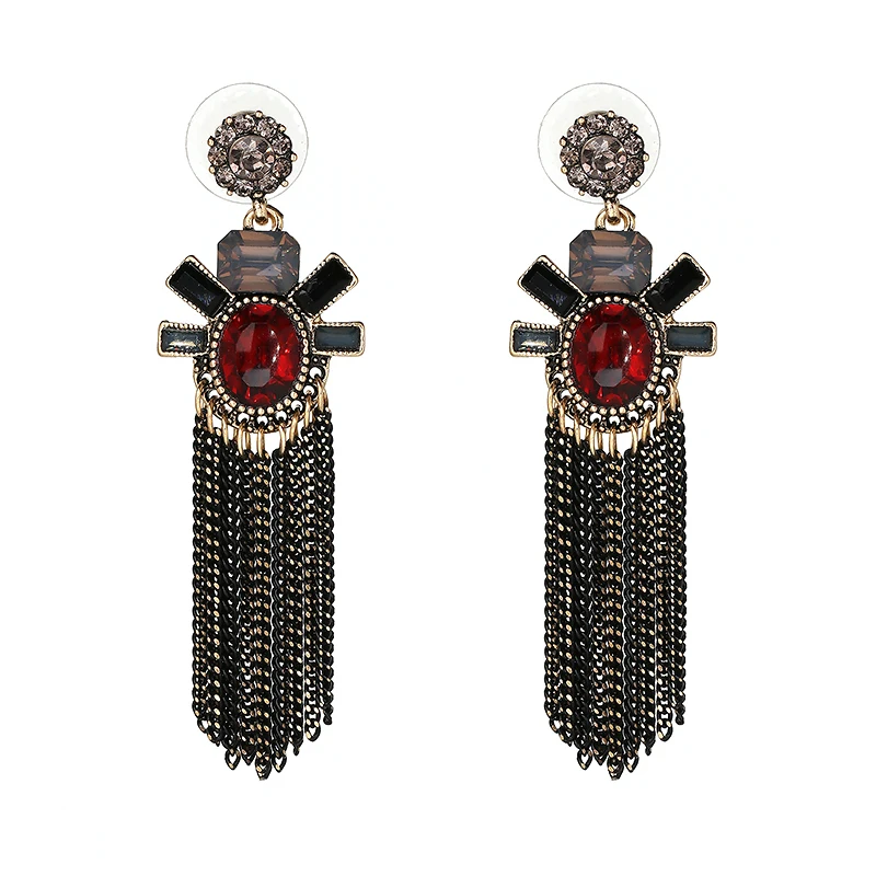 Мода, дизайнерские новые популярные длинные серьги с металлическими кисточками, Новое поступление, брендовые Кристальные серьги-гвоздики для женщин и девочек, 3 цвета