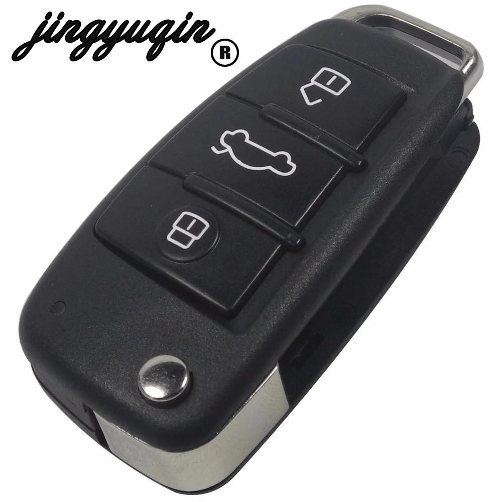 

jingyuqin Replacement Folding Flip Remote Car Key Shell Case 3 Button Case For AUDI A2 A3 A4 A6 A6L A8 TT Without Blade