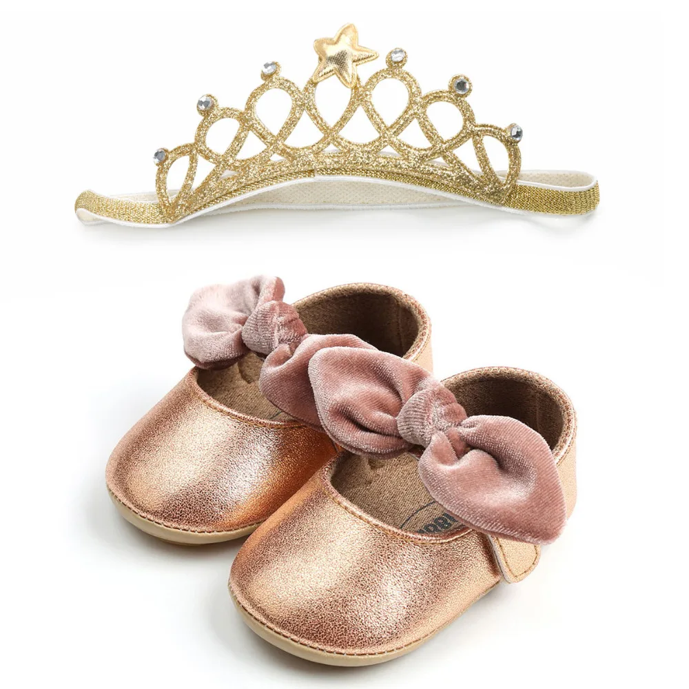 

Baby Girl PU Leather Shoes Bling Sequins First Walkers Baptism Christening Soft Footwear Crib Gold Silver baby Autumn Shoes