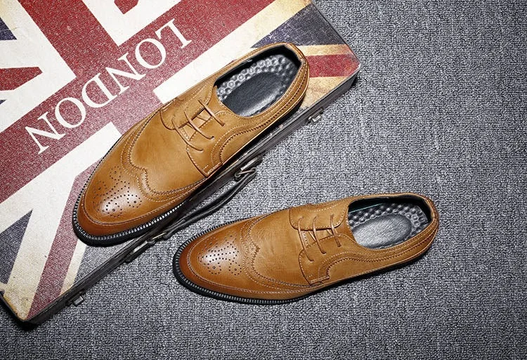 New Spring Autumn Man Genuine Leather Dress Shoes big size Breathable soft Fashion Sleeve Business Wedding Oxford Formal Shoes  (7)