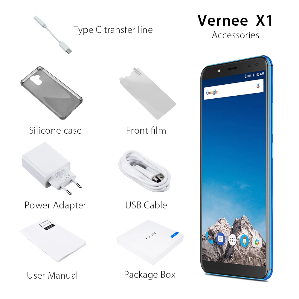 Смартфон 6'' Vernee X1 4G 6200 mAh Face ID 6GB 64 GB память Helio P23 MTK6763 Octa core 16 + 5 Мп 13MP 5MP 4 Cam