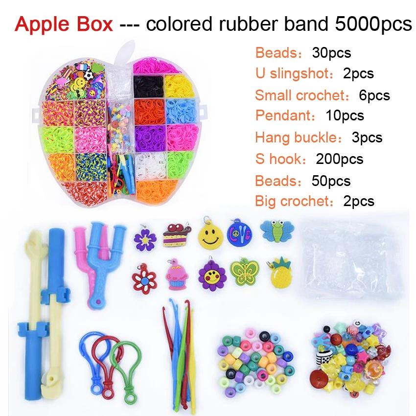 DOLLRYGA 10000 шт. резиновый ткацкий станок коробка DIY Набор браслетов детский браслет силиконвые резинки эластичные радужные тканые ткацкие ленты детская игрушка