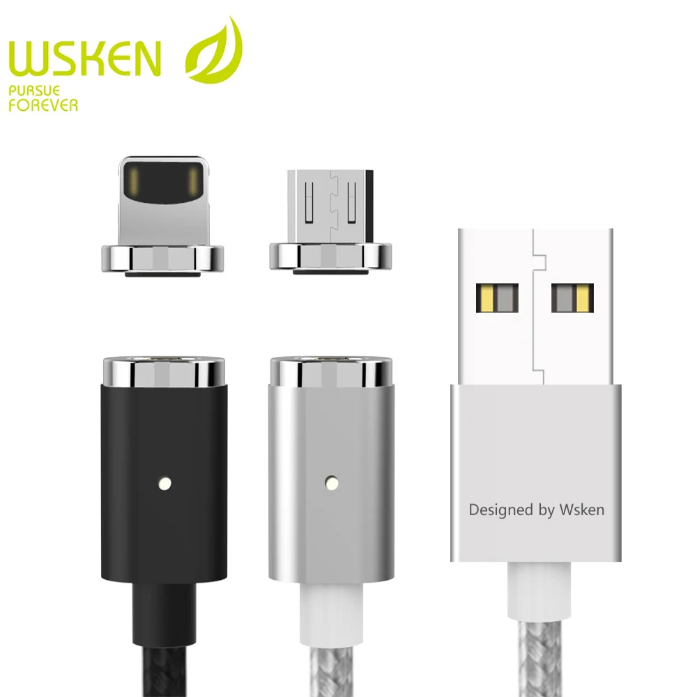 WSKEN X-Cable Mini 2 Магнитный зарядный кабель для Micro USB huawei Xiaomi samsung htc для iPhone 5 6 7 Plus SE