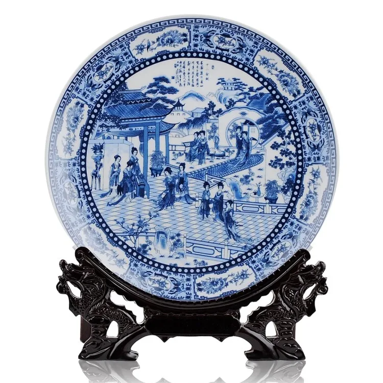 

BEST business birthday present - vintage handicraft Twelve Ladies of Jinling blue and white porcelain plate Decor art