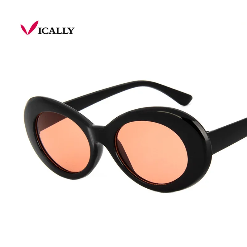 

Newest Kurt Cobain sunglasses oval ladies sun glasses Vintage retro sunglasses Women's Celebrity Hip Hop Rock Man Clear Goggles