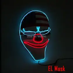 Новое поступление звуковой активации Национальный флаг маска клоуна Светодиодные ленты el провода светящийся неоновый свет маска для