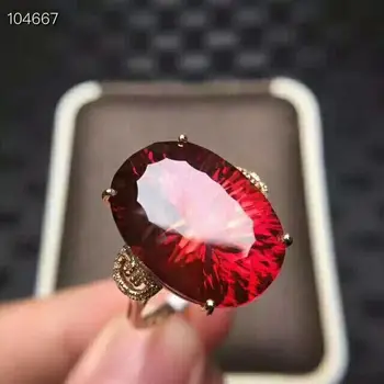 

[MeiBaPJ]Simple Beatiful Natural Pigeon Blood Red Topaz Ring for Women Real 925 Solid Silver Fine Charm Wedding Jewelry