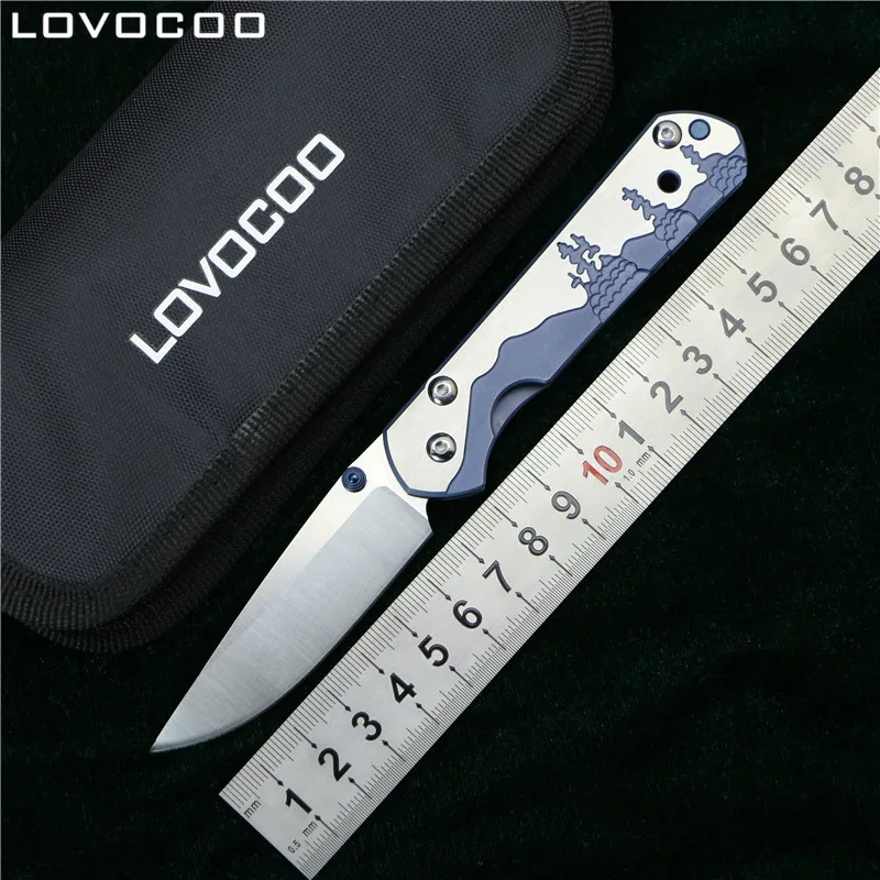 Цена Lovocoo Малый sebenza 21 складной нож D2 лезвие titanium узор ручка утилита Кемпинг Охота выживания Карманные Ножи EDC инструменты