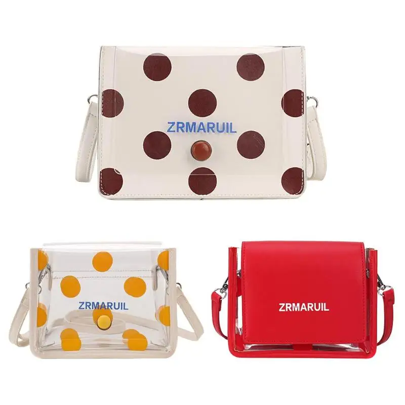 

Small Dot Print Clear Shoulder Messenger Handbags Women Flap Crossbody Bags