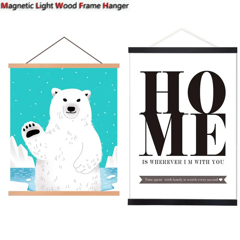 

Solid wood hanging scrolls magnetic Light Wood Frame Hanger for Photo Picutre Canvas Art print Wall Hanging Poster Frame 21-80cm