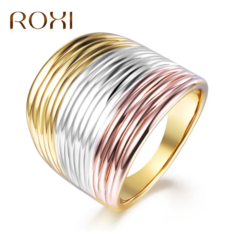 ROXI бренд romad классические Anillos женские кольца розовое золото/серебро три цвета