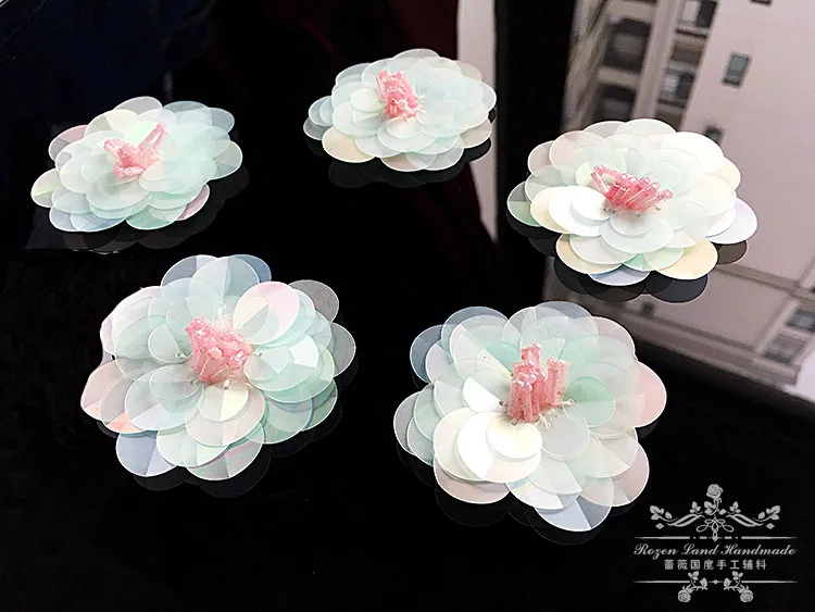 2 см Macarons цвет 3D bling блестки бисером патч ручной маленький цветок аппликация аксессуары для DIY туфли пальто 02