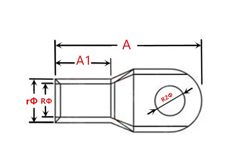 SC16-6 Tined copper connecting terminal 16-6(DTGA) bolt hole cable lugs battery terminals 16mm square wire