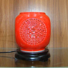 Кровать лампа Цзиндэчжэнь китайский фарфор Керамика настольная лампа старинные декоративные прикроватные гостиная свадьба настольная лампа красный