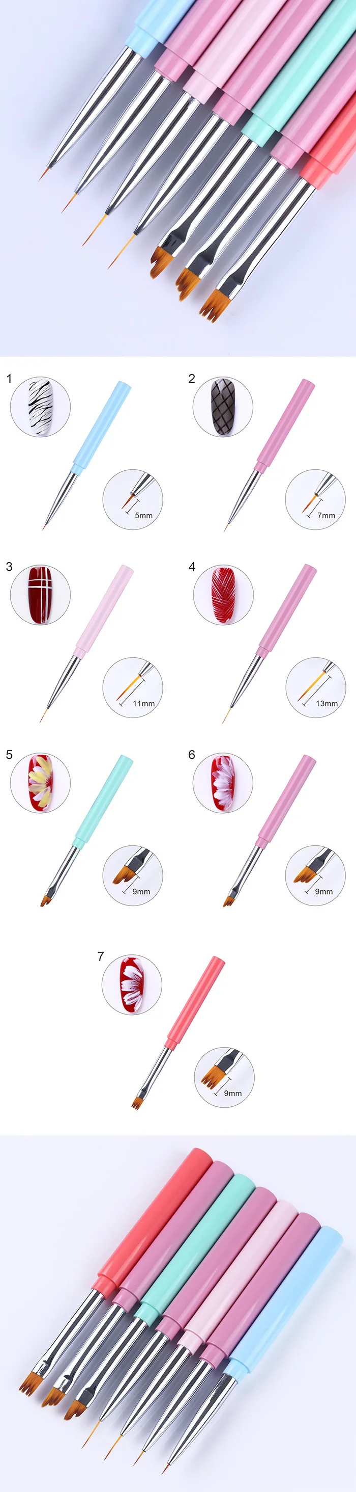 Macaron цветная ручка для ногтей, кисть для рисования, акриловая УФ-гелевая ручка для рисования цветов, инструмент для маникюра и дизайна ногтей