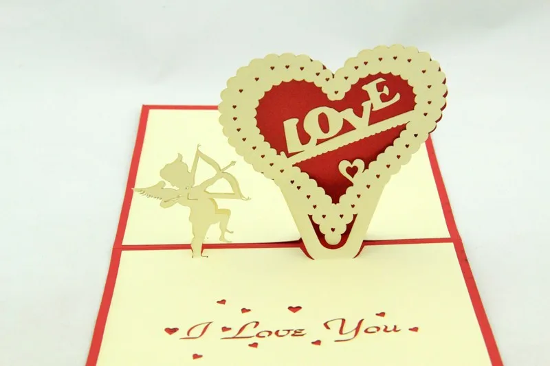 Купидон, любовь открытка-раскладушка/3D карта «kirigami»/открытки ручной работы я люблю вас День Святого Валентина