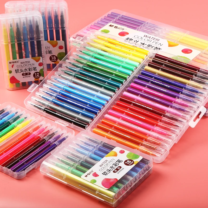 

18/24/36/48 Colors Soft Watercolor Painting Brush Set Paint Brush Markers Pen For Children Kids & School Students Art Supplies