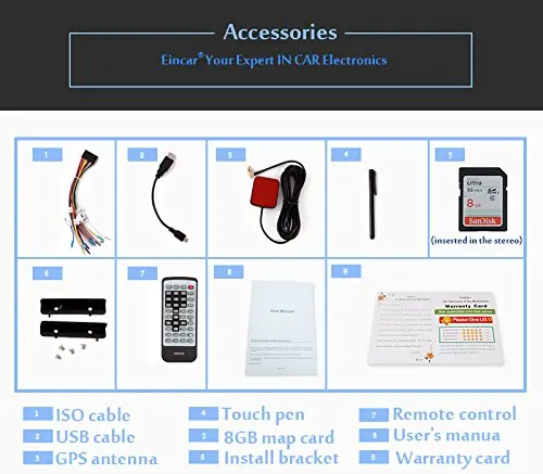 Best Backup Rear Camera Included EinCar Double Din 7" HD Car Radio with GPS Autoradio Bluetooth Capacitive Touch Screen 2 Din Sat Nav 3