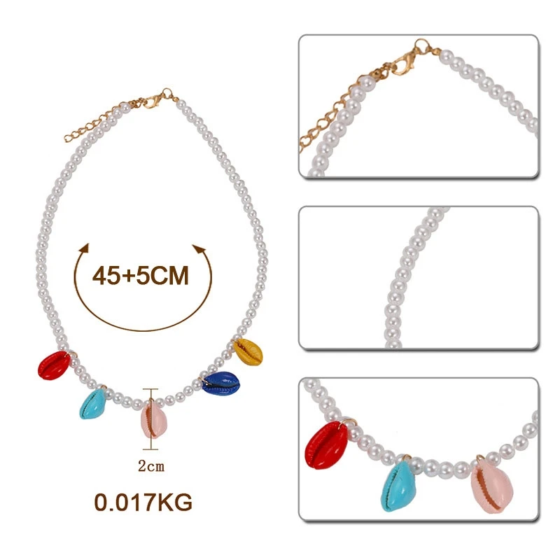 KOMi 20Styles Bohemian Natural Stone Pearls Collar Pendant Necklace for Women Ethnic Chokers Shell Chain Statement Necklace Gift