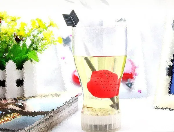 

Sweet Cupid Heart Valentine Tea Filter Infuser Strainer Teacup Teapot Gift