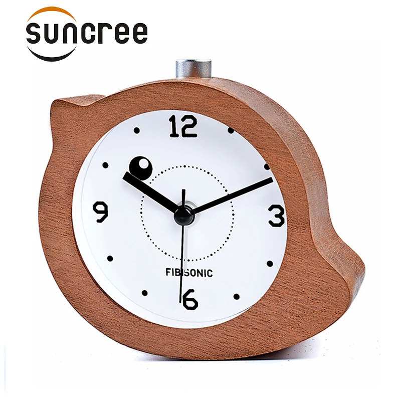 Bird Modern Snooze Sweep Movement Backlight Wood Alarm Clock For Gift