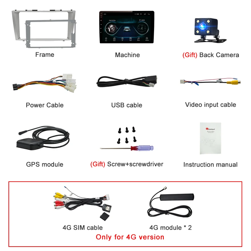 Junsun 2 Din мультимедийный видео плеер Android 8 1 gps навигация радио wifi OBD2 для Toyota Camry 40 50