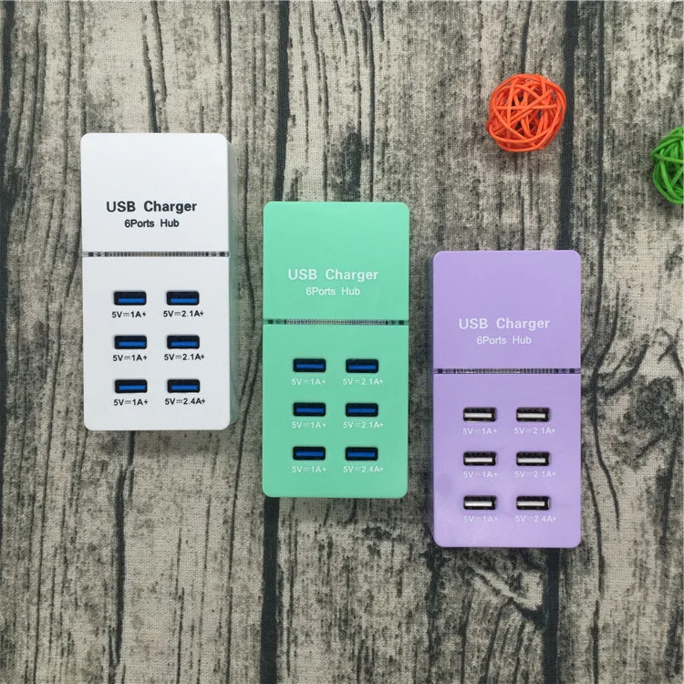 

USB Charger EU/US/UK Plug 6 Ports Multiple Wall 3.5A 1.2M Smart Adapter Mobile Phone Tablet Charging Device For iPhone iPad