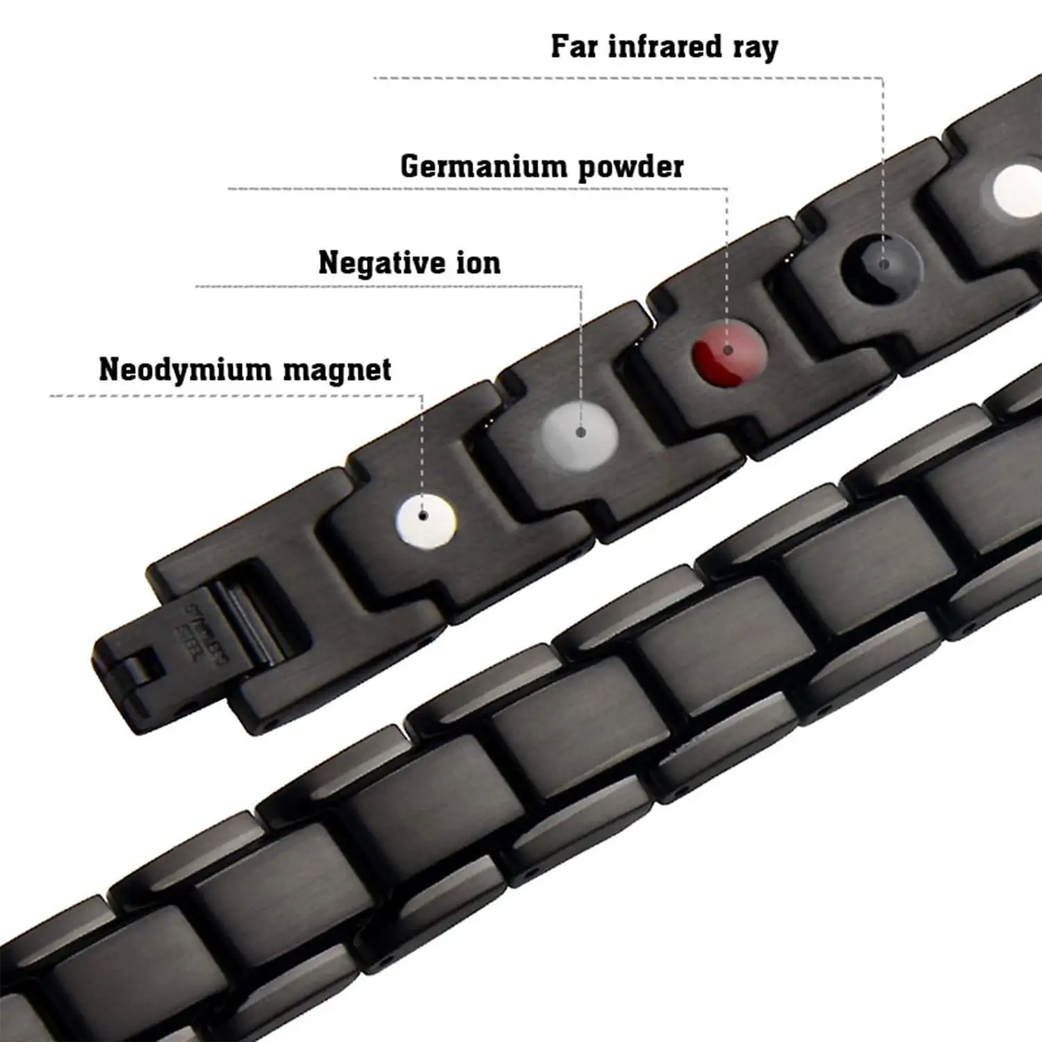 4 Colors New Fashion Therapeutic Energy Healing Bracelet Stainless Steel Magnetic Therapy Bracelet
